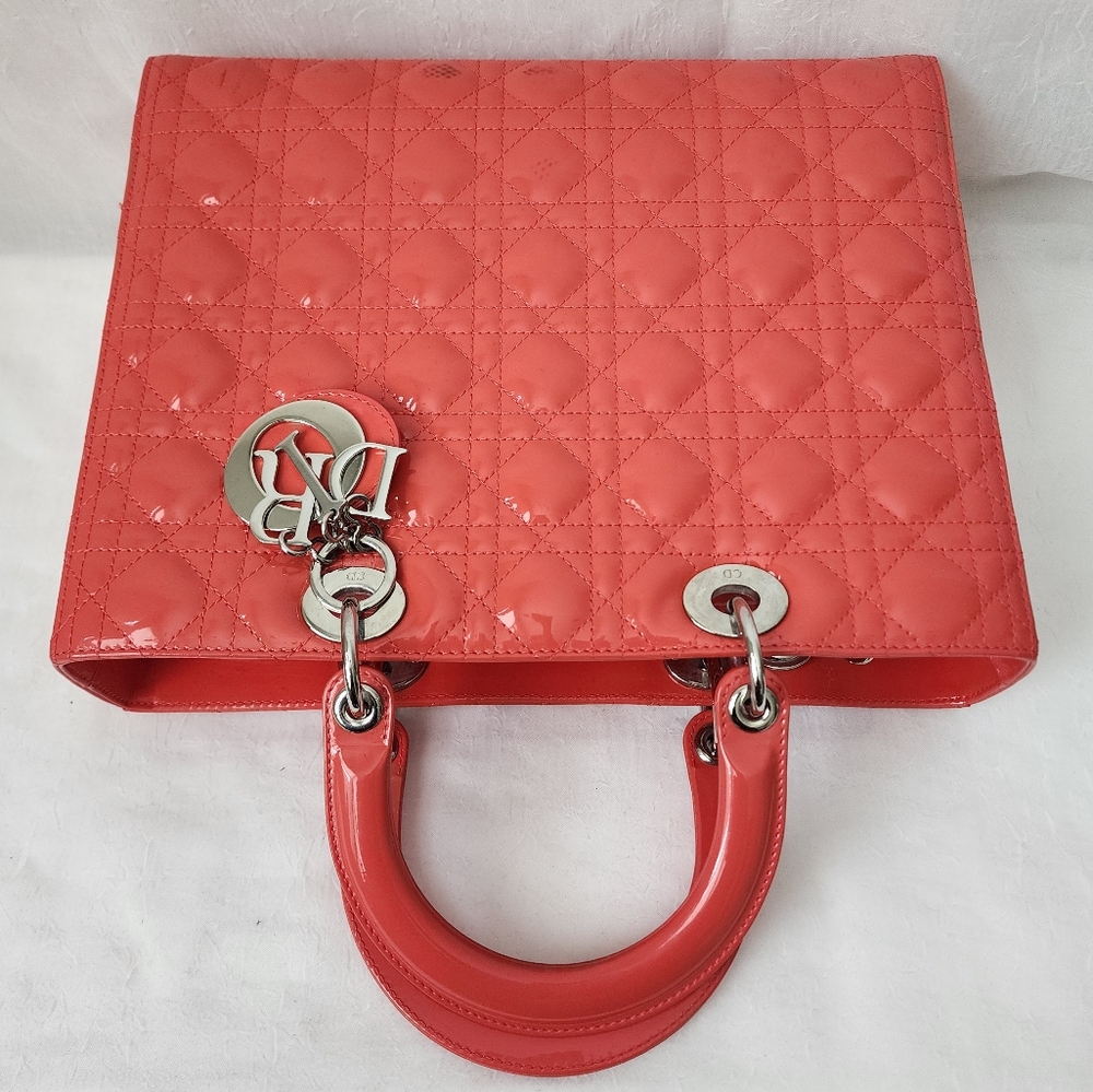 Auth DIOR LADY DIOR Cannage Calfskin Large Tote Bag - Picture 8 of 14